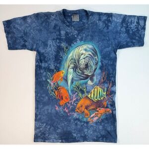 Vintage Manatee Tie Dye T-Shirt Blue American Pro Diving Center Graphic Tee S